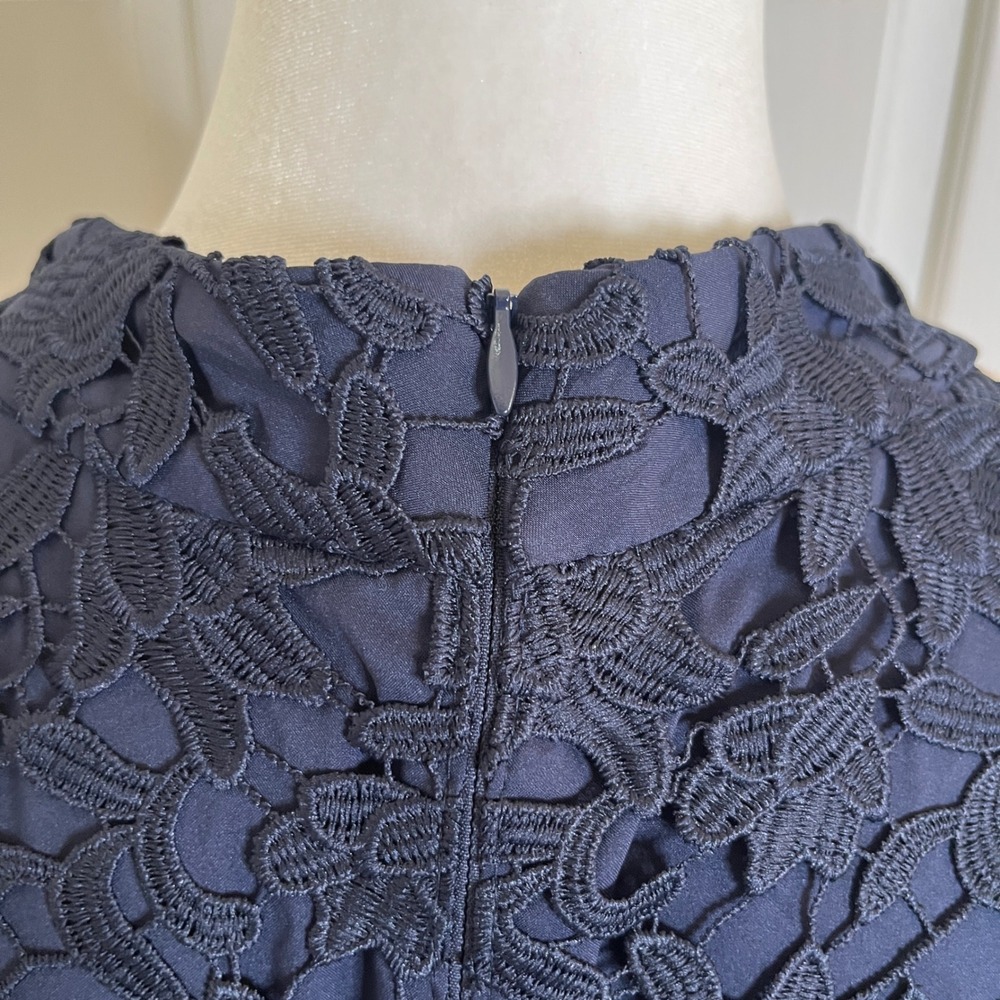 New Eliza‎ J Women Asymmetric Hem Mock Neck Lace Dress size 18 Navy Cocktail - Picture 12 of 16